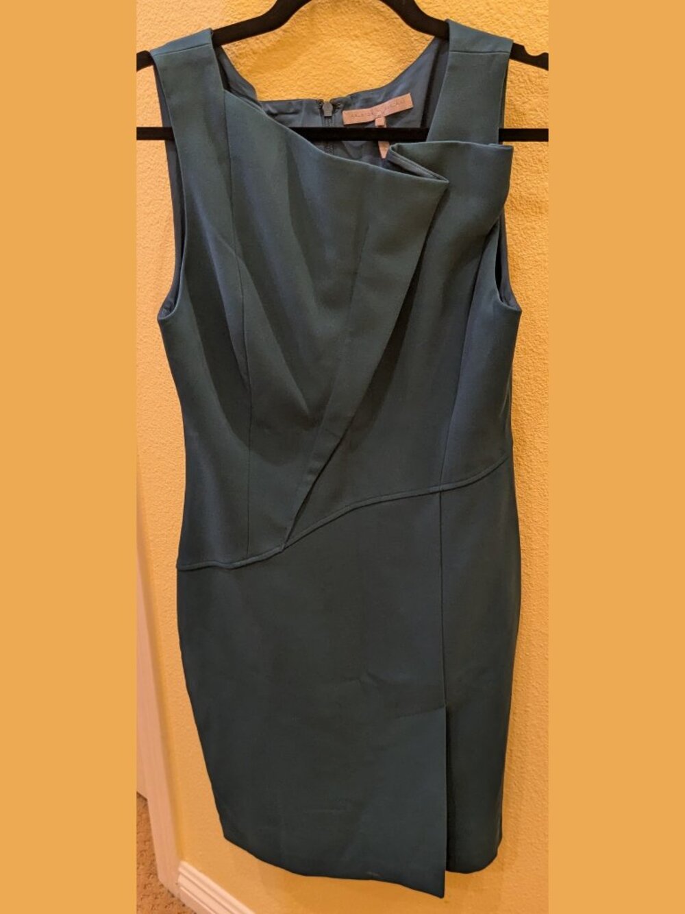 NWOT Halston Heritage Evening Fit Flare Blue Sleeveless Asymmetric Dress Size 8